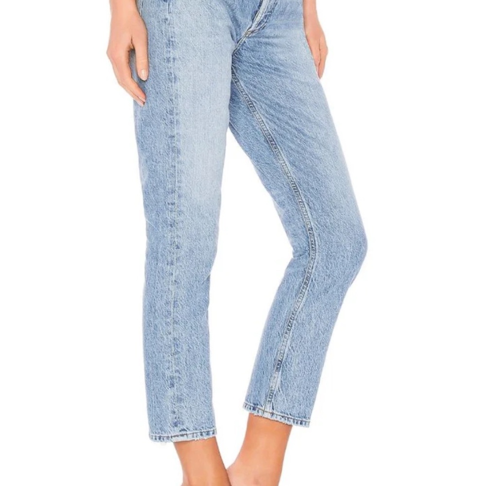 Agolde Blue Riley Straight Crop Jeans - Picture 6 of 7